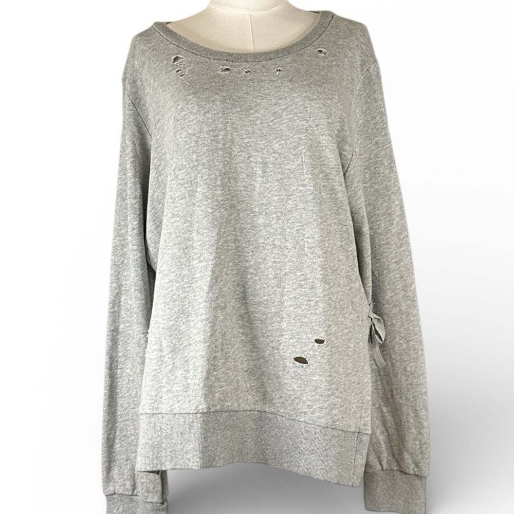 Honey Punch Gray Distressed Sweatshirt Size L - Picture 3 of 17